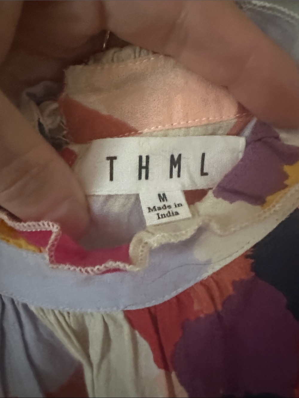 THML Multicolor Abstract Ruffle Neck Blouse - Picture 3 of 6